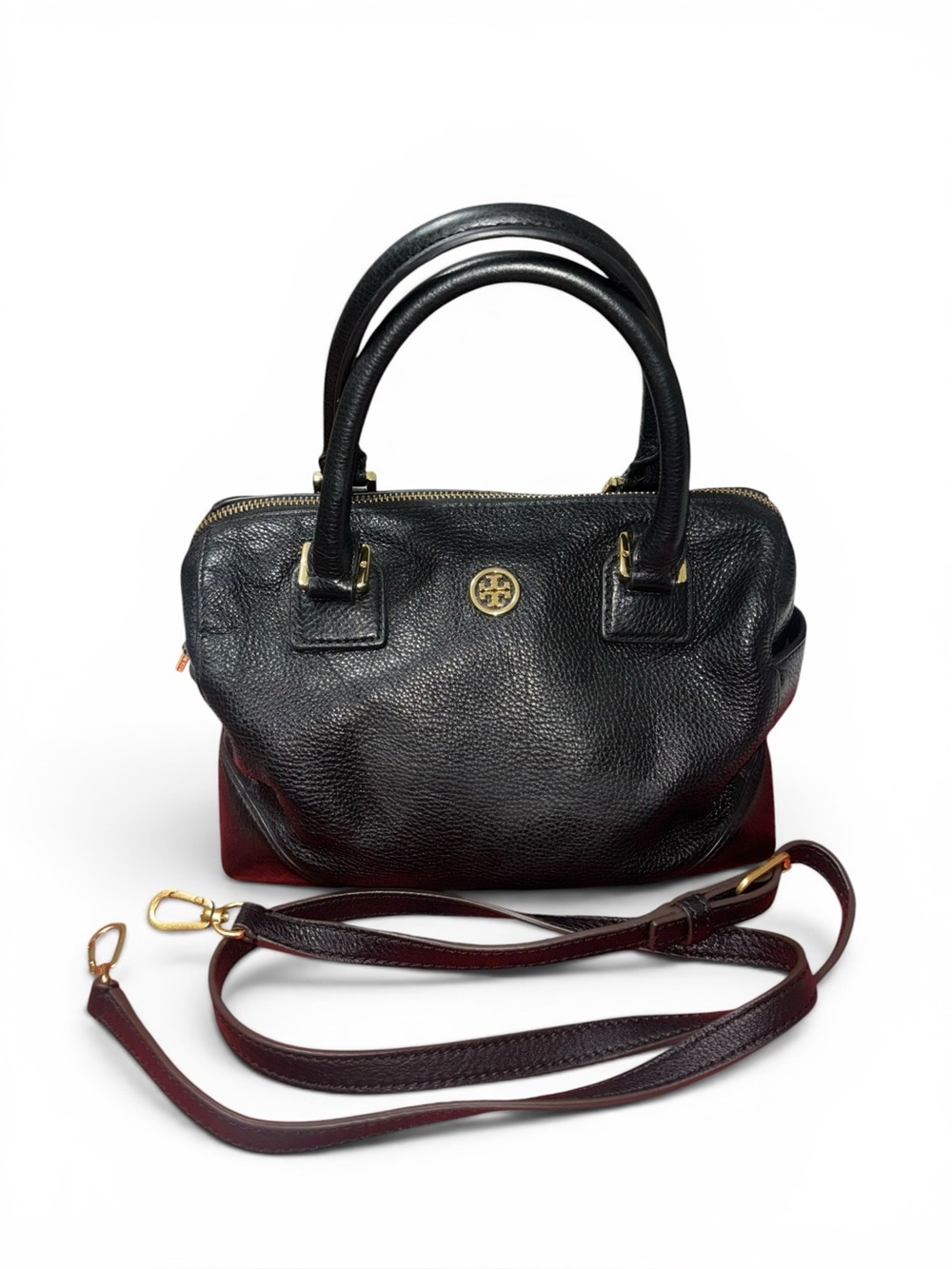 Tory Burch Pebbled Satchel with Crossbody Strap